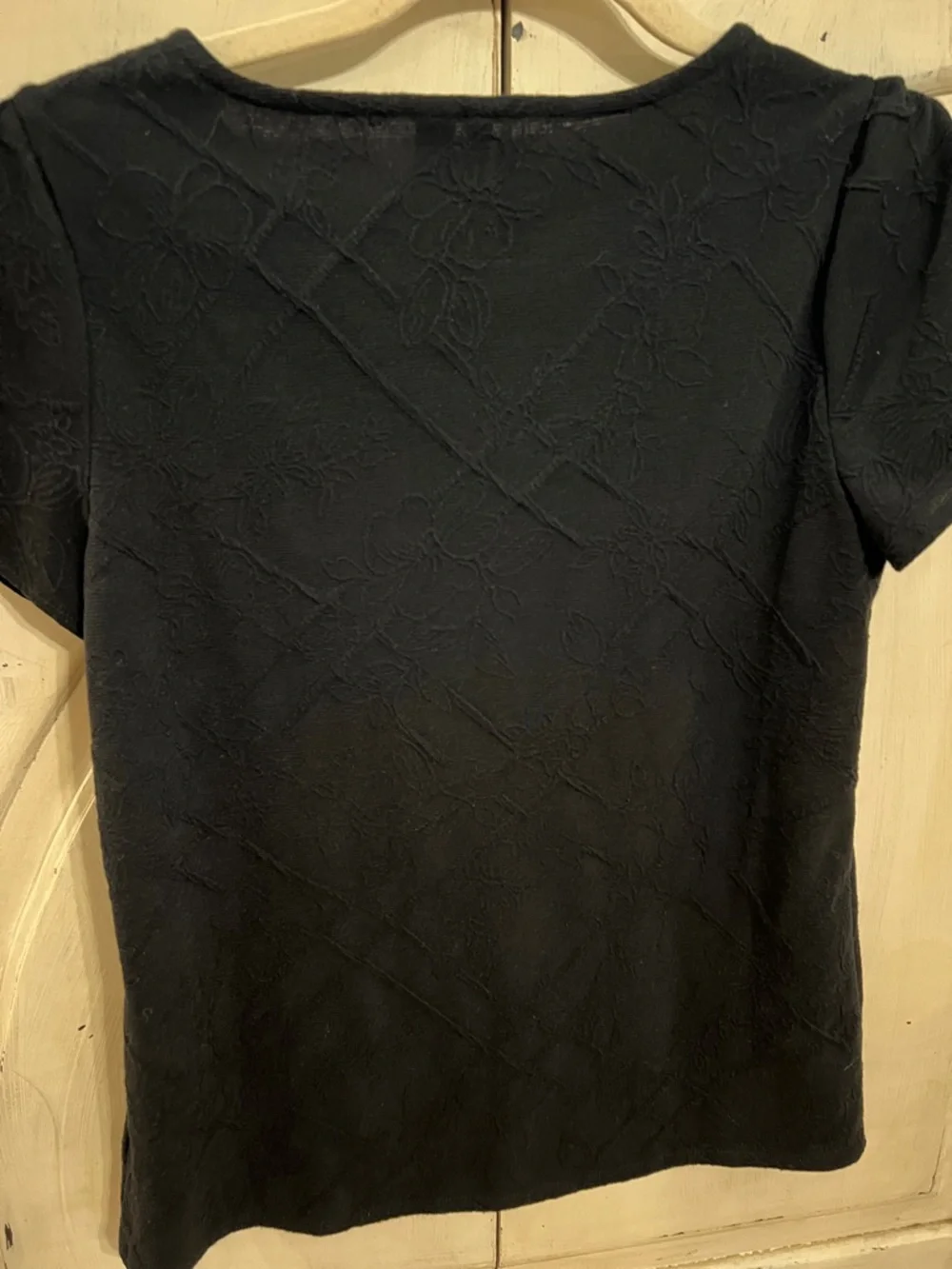 Elle Black Textured Puff Sleeve Top Small Dressy Blouse - Picture 8 of 11